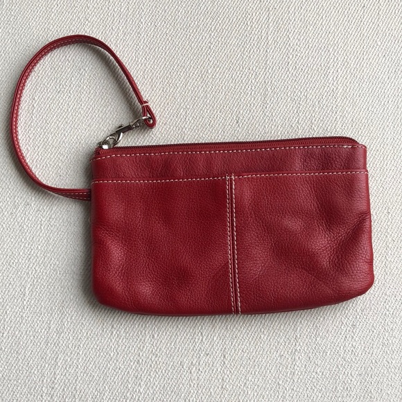 RED GENUINE LEATHER WRISTLET WALLET